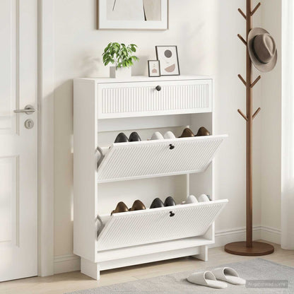 Shoe Cabinet EDE 78 x 24 x 103 cm Engineered Wood White