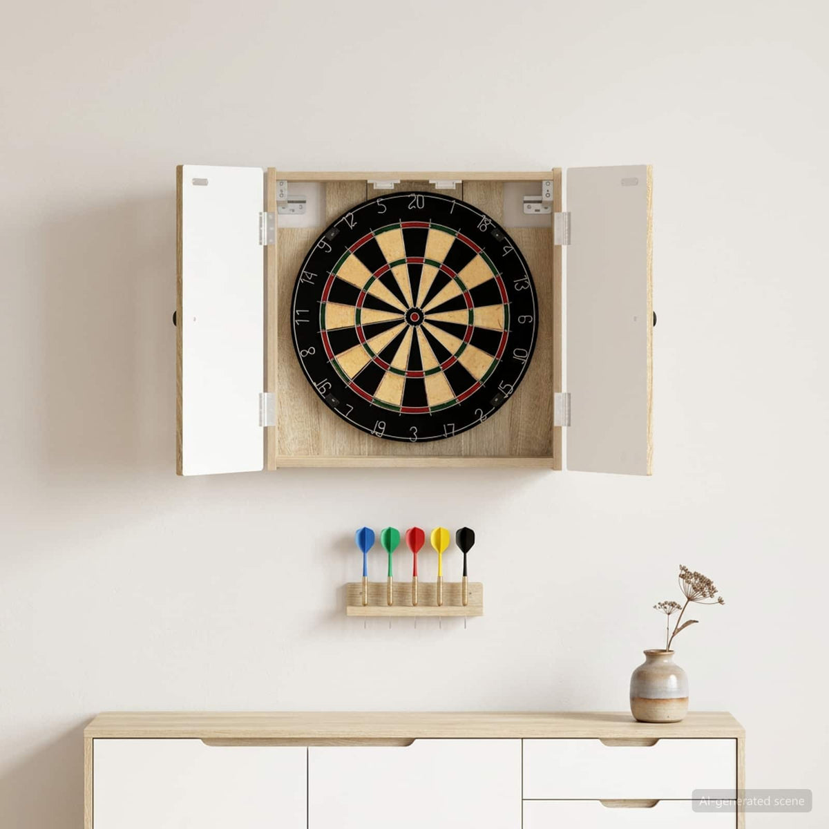 Dartboard Cabinet BREDA Sonoma Oak 52.5 x 10.5 x 53.5 cm