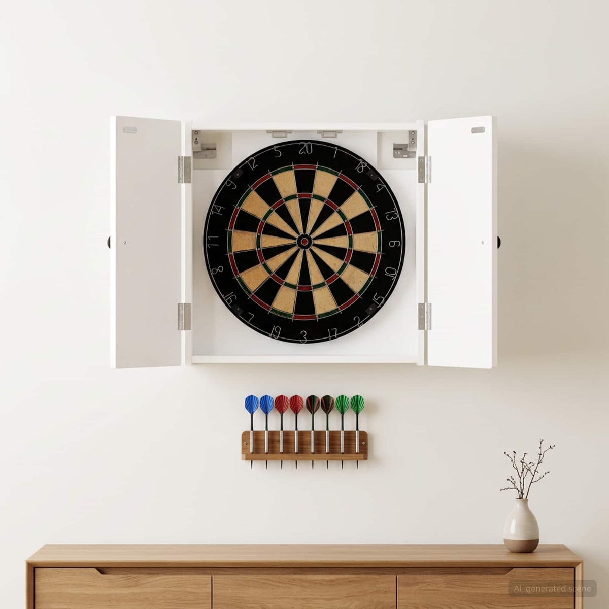 Dartboard Cabinet EDE High Gloss White 52.5 x 10.5 x 53.5 cm
