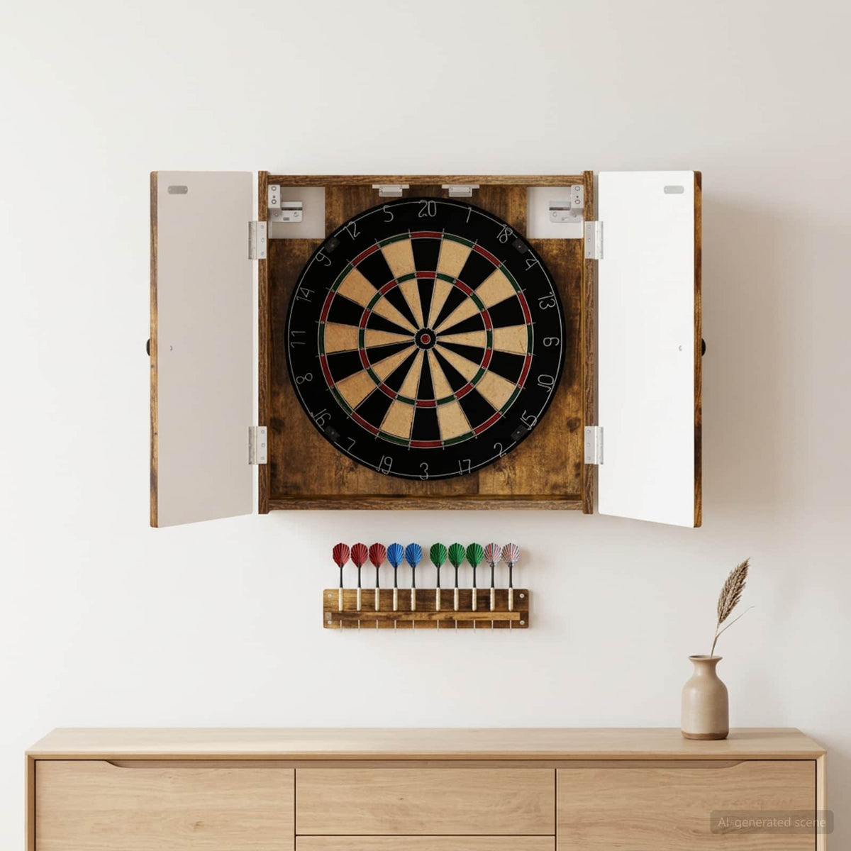 Dartboard Cabinet EDE Smoked Oak 52.5 x 10.5 x 53.5 cm