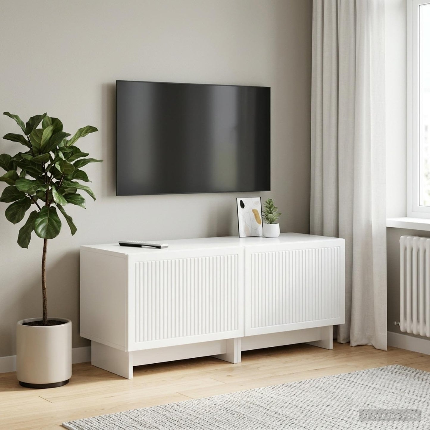 TV Cabinet High Gloss White Engineered Wood