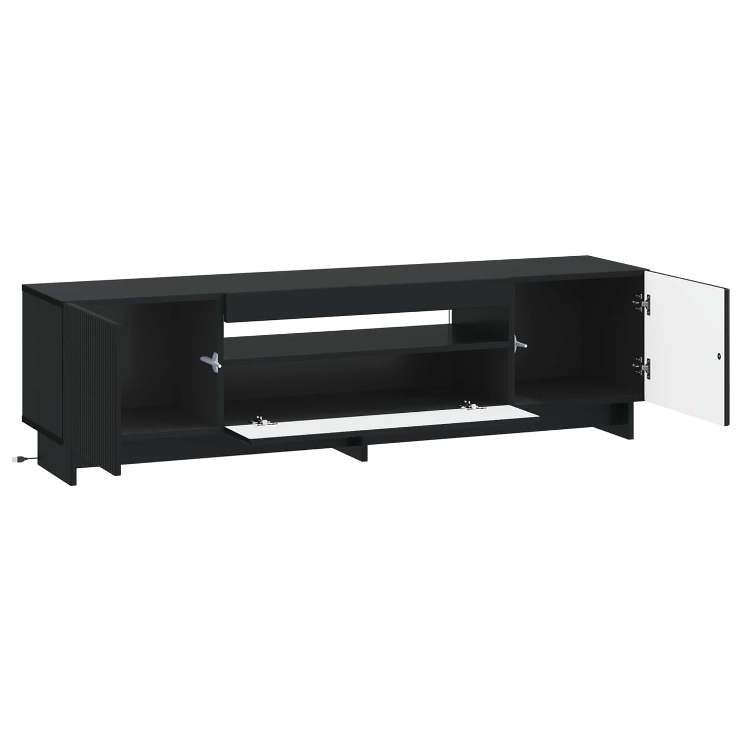 LED TV Cabinet Black Engineered Wood