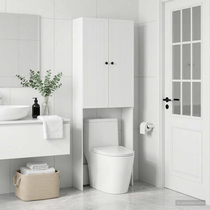 Toilet Cabinet EDE White 66 x 25.5 x 190 cm Engineered Wood