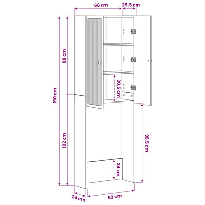 Toilet Cabinet EDE High Gloss White 66 x 25.5 x 190 cm