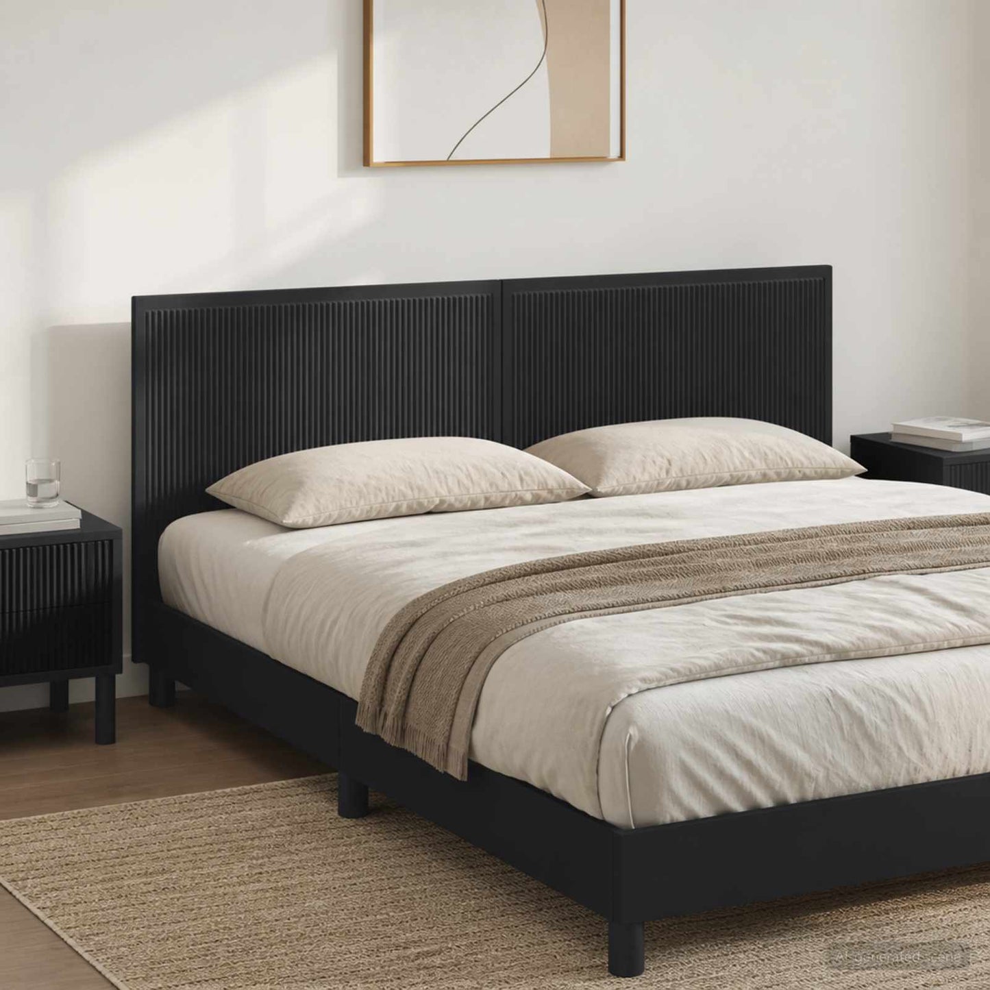 Wall-Mounted Headboard EDE Black Engineered Wood