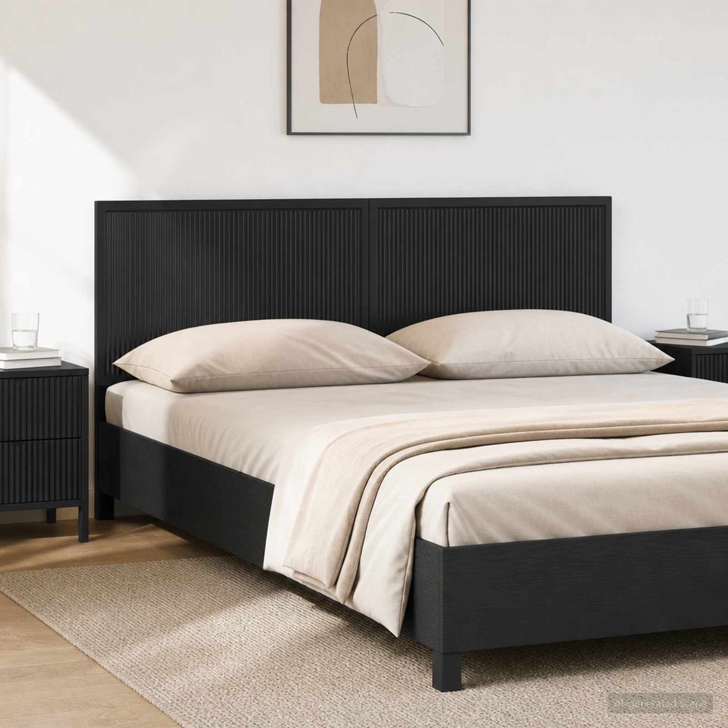 Wall-Mounted Headboard EDE Black Engineered Wood