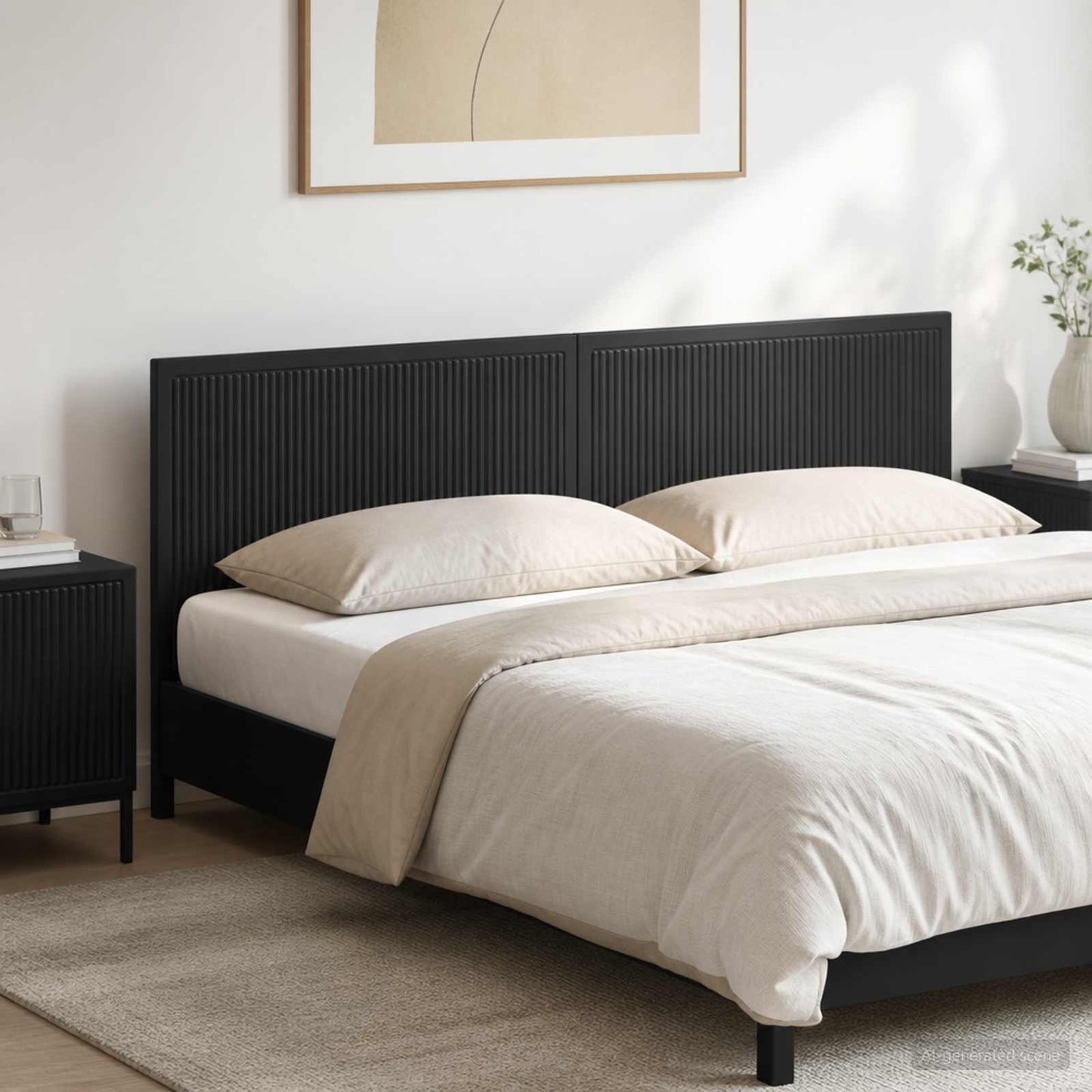 Wall-Mounted Headboard EDE Black Engineered Wood