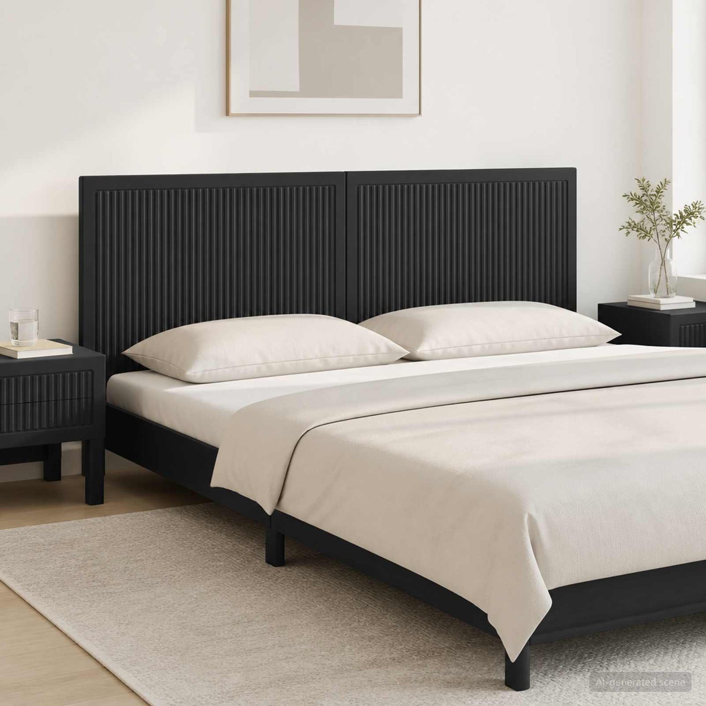 Wall-Mounted Headboard EDE Black Engineered Wood