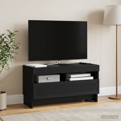 LED TV Cabinet Black Engineered Wood
