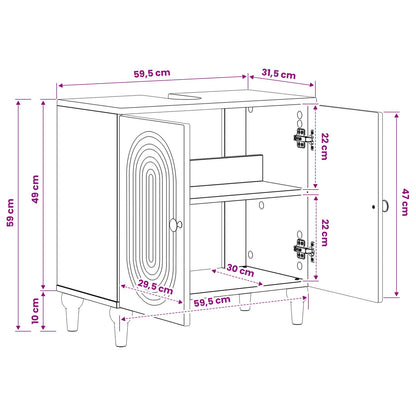 Bathroom Sink Cabinet ALKMAAR Grey Sonoma 59.5 x 31.5x 59 cm