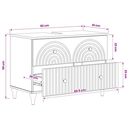 Bathroom Sink Cabinet ALKMAAR Old Wood 82 x 41x 59 cm