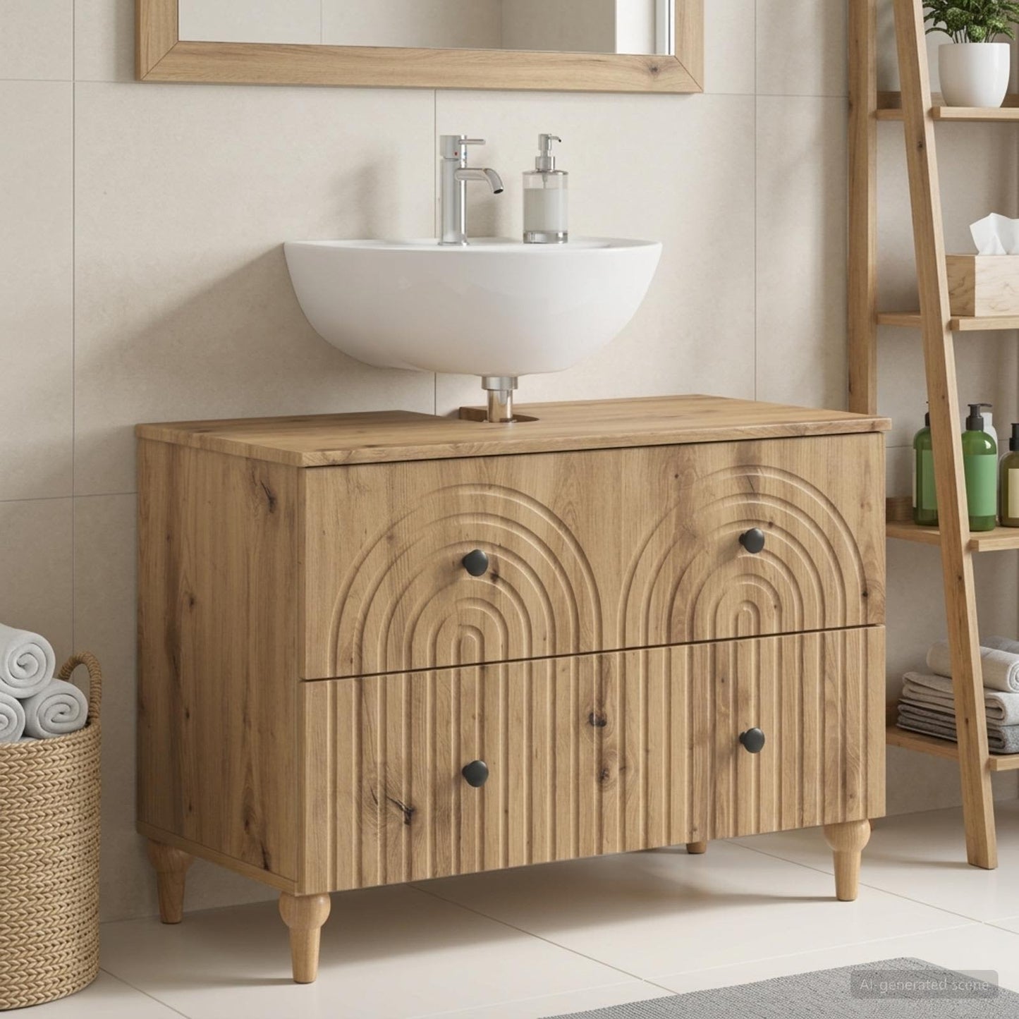Bathroom Sink Cabinet ALKMAAR Artisan Oak 82 x 41x 59 cm
