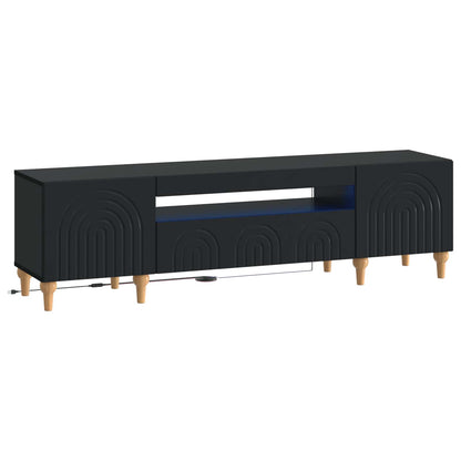 LED TV Cabinet Black Engineered Wood