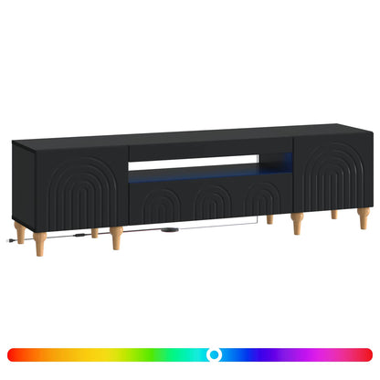 LED TV Cabinet Black Engineered Wood