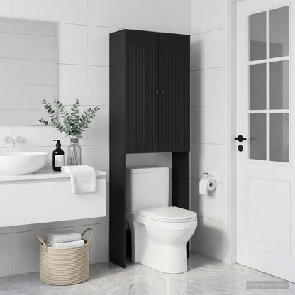 Toilet Cabinet ALKMAAR Black 66 x 25.5 x 190 cm Engineered Wood