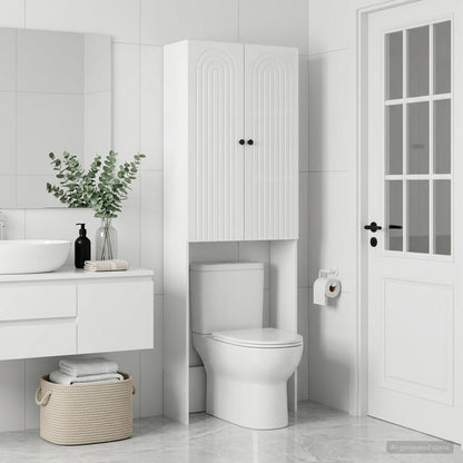 Toilet Cabinet ALKMAAR High Gloss White 66 x 25.5 x 190 cm