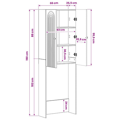 Toilet Cabinet ALKMAAR High Gloss White 66 x 25.5 x 190 cm