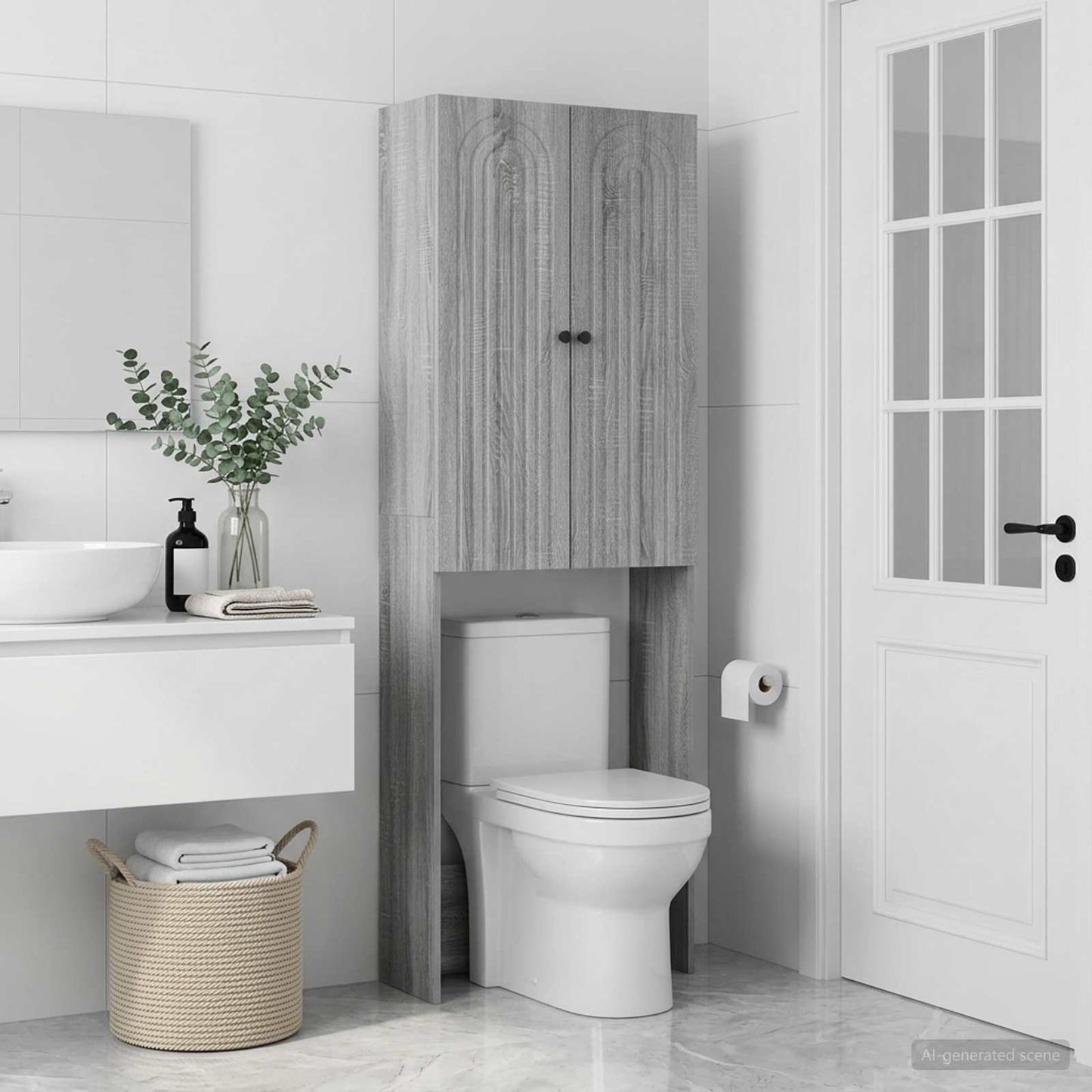 Toilet Cabinet ALKMAAR Grey Sonoma 66 x 25.5 x 190 cm