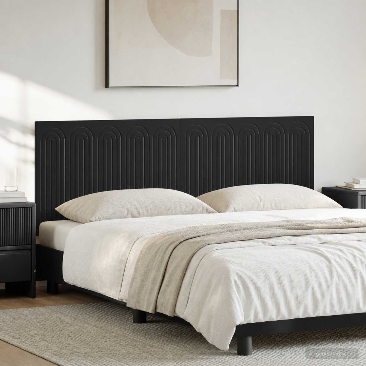 Wall-Mounted Headboard ALKMAAR Black Engineered Wood