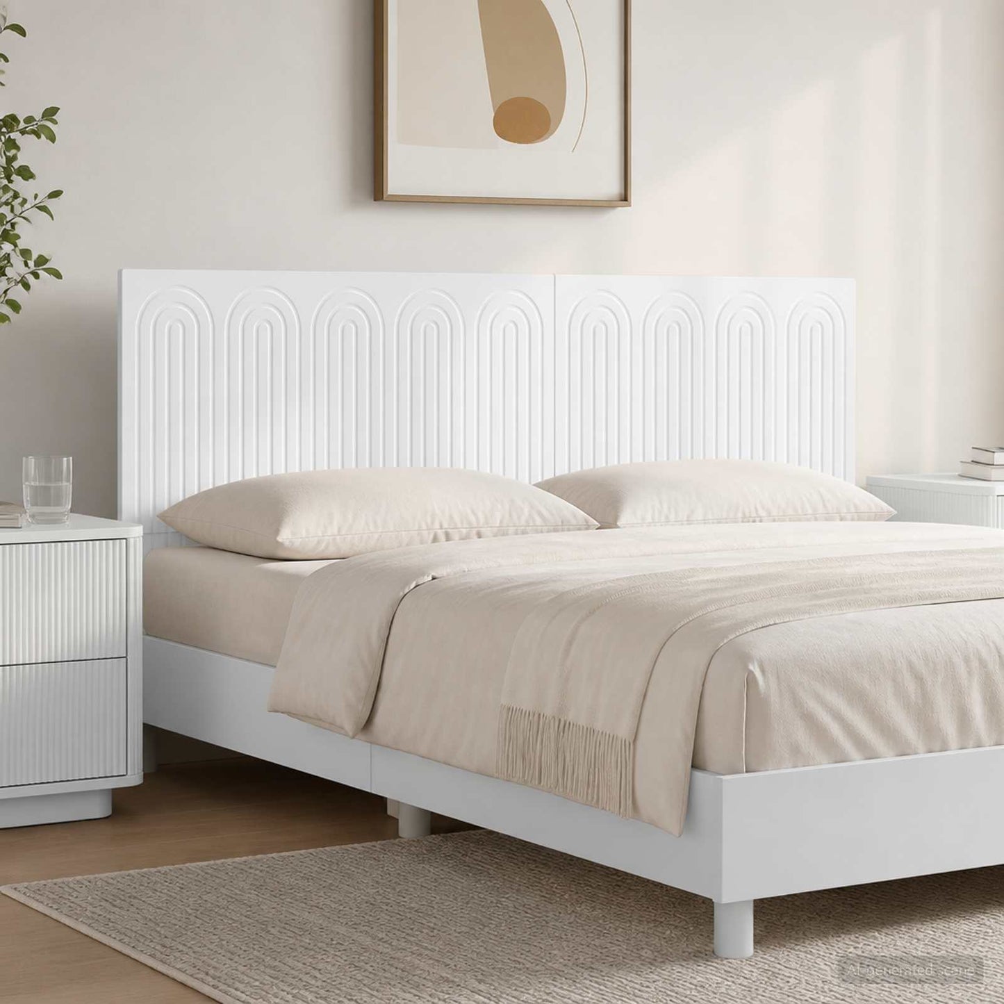 Wall-Mounted Headboard ALKMAAR High Gloss White Engineered Wood
