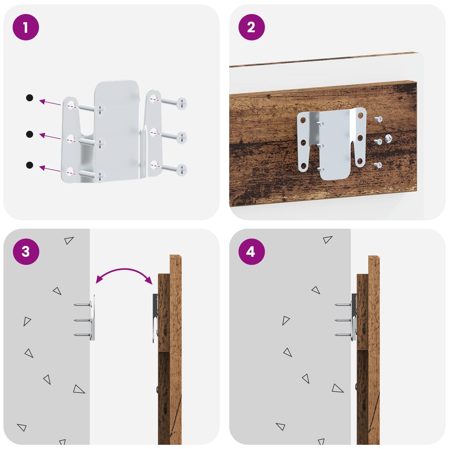 Wall-Mounted Headboard ALKMAAR Old Wood Engineered Wood