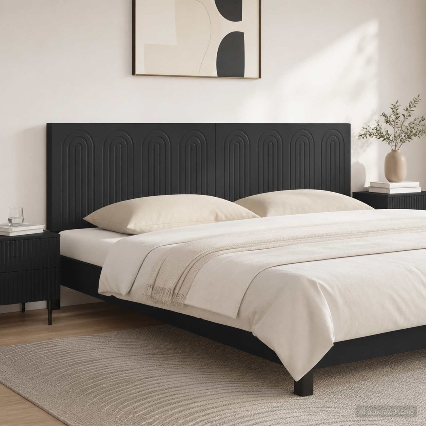 Wall-Mounted Headboard ALKMAAR Black Engineered Wood