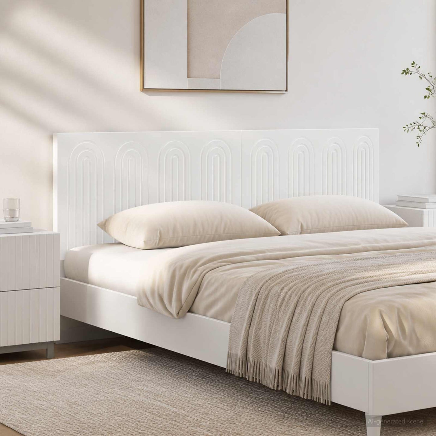 Wall-Mounted Headboard ALKMAAR High Gloss White Engineered Wood