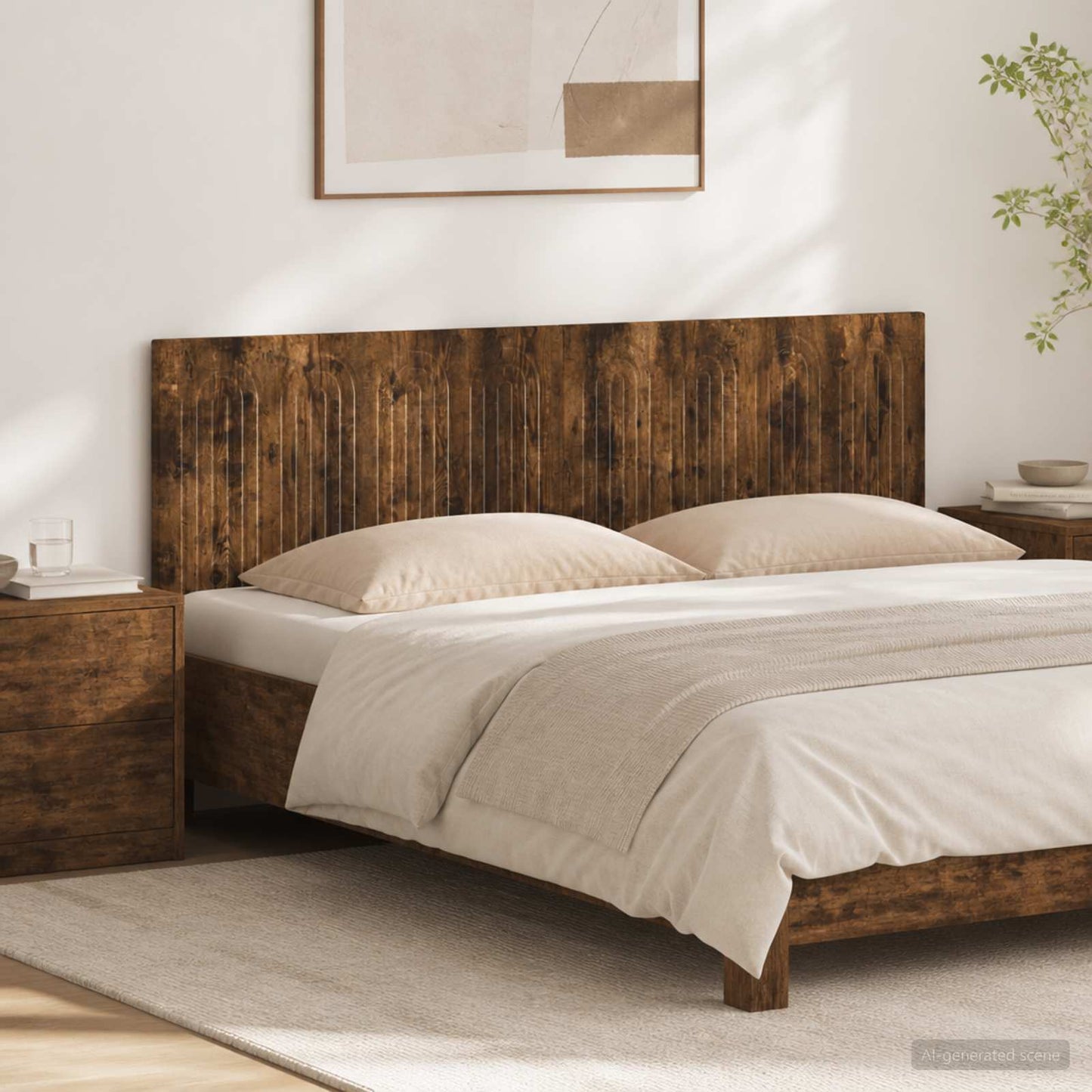 Wall-Mounted Headboard ALKMAAR Smoked Oak Engineered Wood