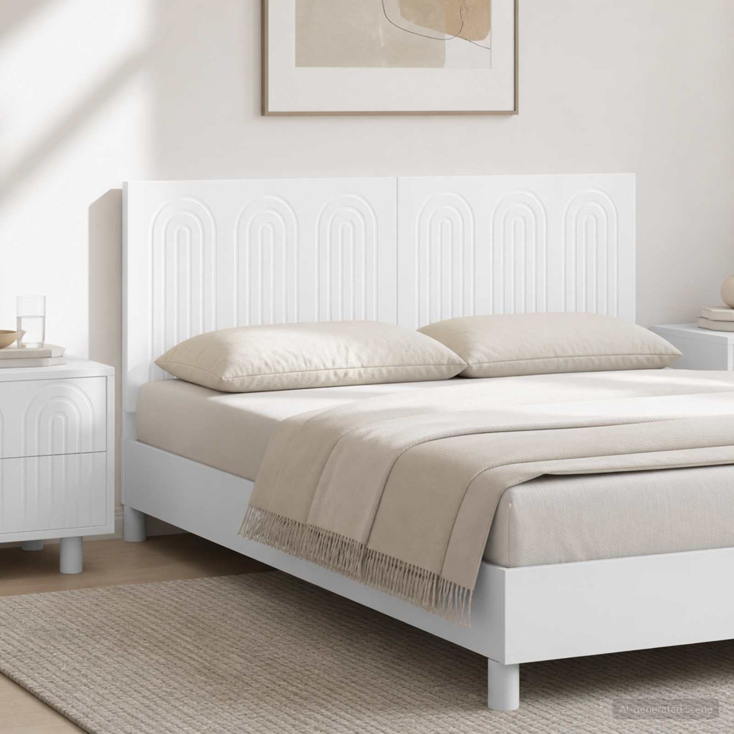 Wall-Mounted Headboard ALKMAAR High Gloss White Engineered Wood