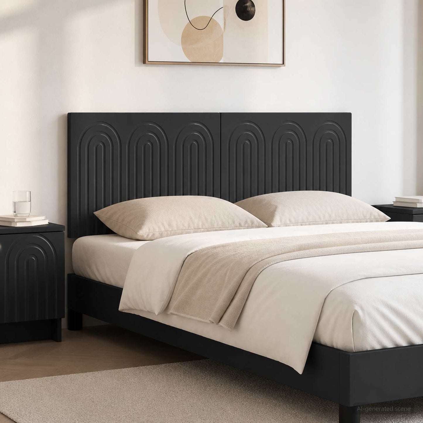 Wall-Mounted Headboard ALKMAAR Black Engineered Wood
