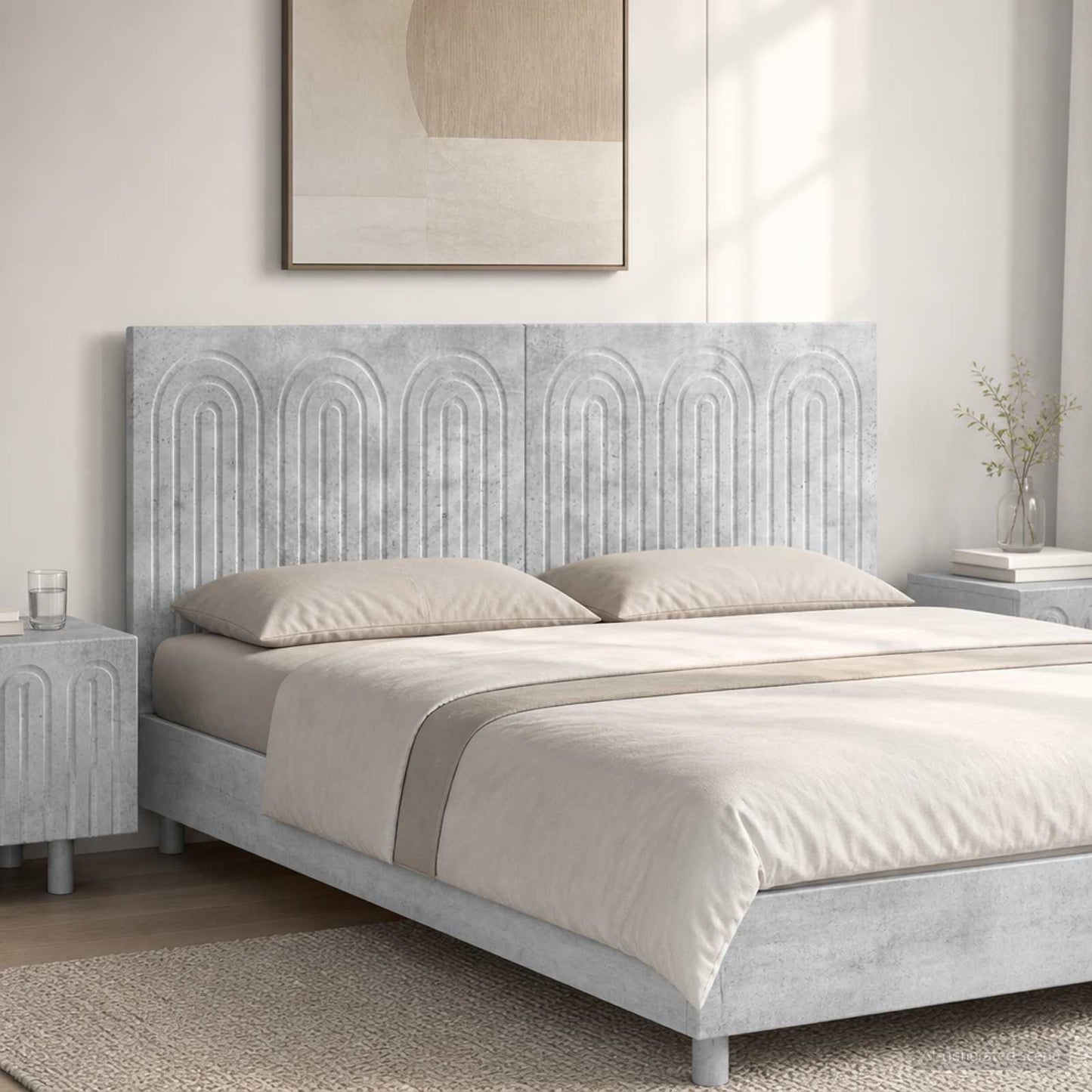 Wall-Mounted Headboard ALKMAAR Concrete Grey Engineered Wood