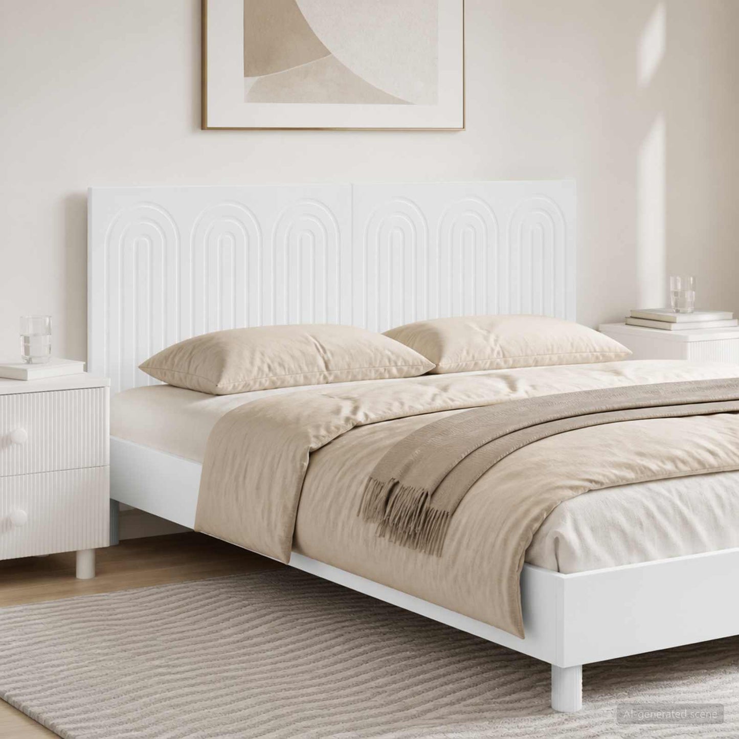 Wall-Mounted Headboard ALKMAAR High Gloss White Engineered Wood