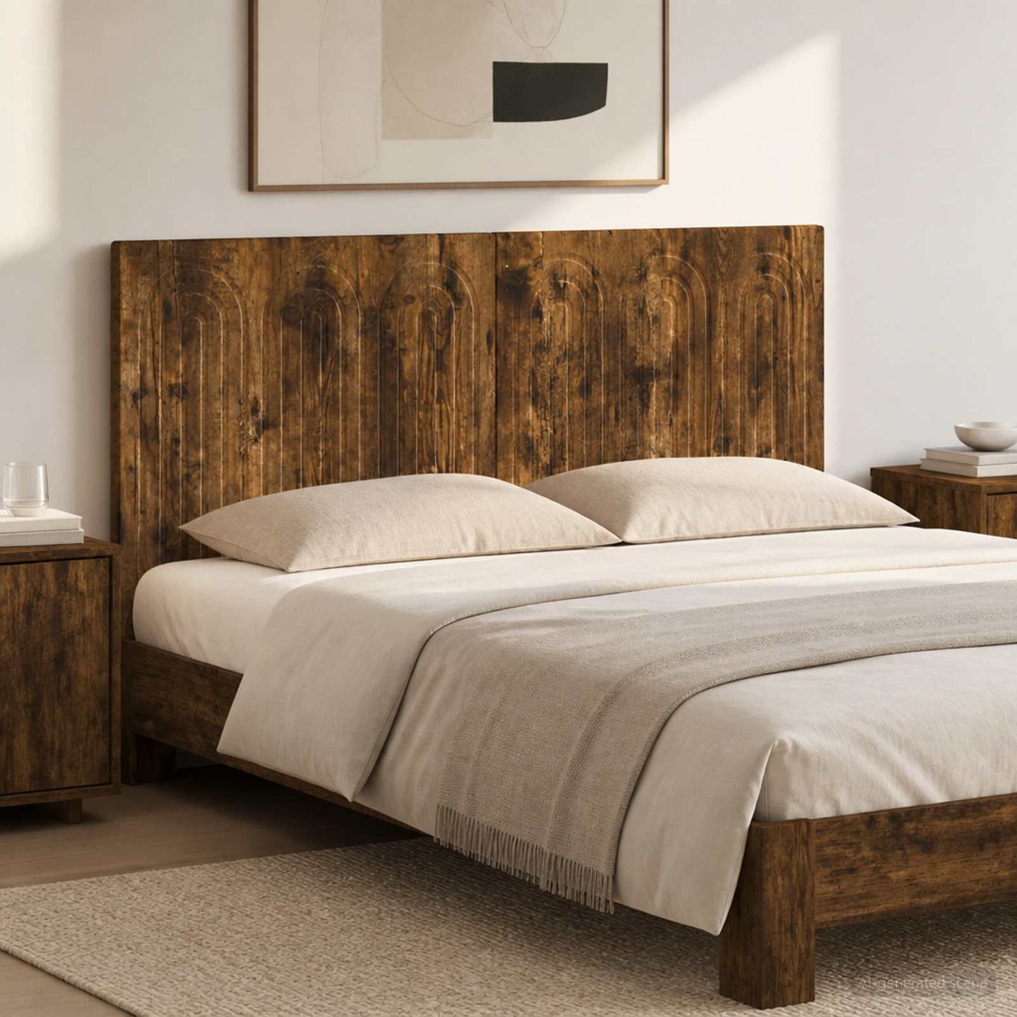 Wall-Mounted Headboard ALKMAAR Smoked Oak Engineered Wood