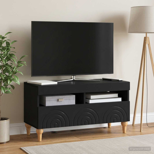 LED TV Cabinet Black Engineered Wood