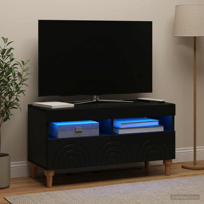 LED TV Cabinet Black Engineered Wood