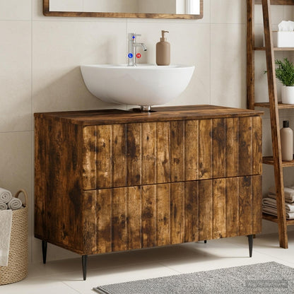Bathroom Sink Cabinet ZWOLLE Smoked Oak 82 x 41x 58.5 cm