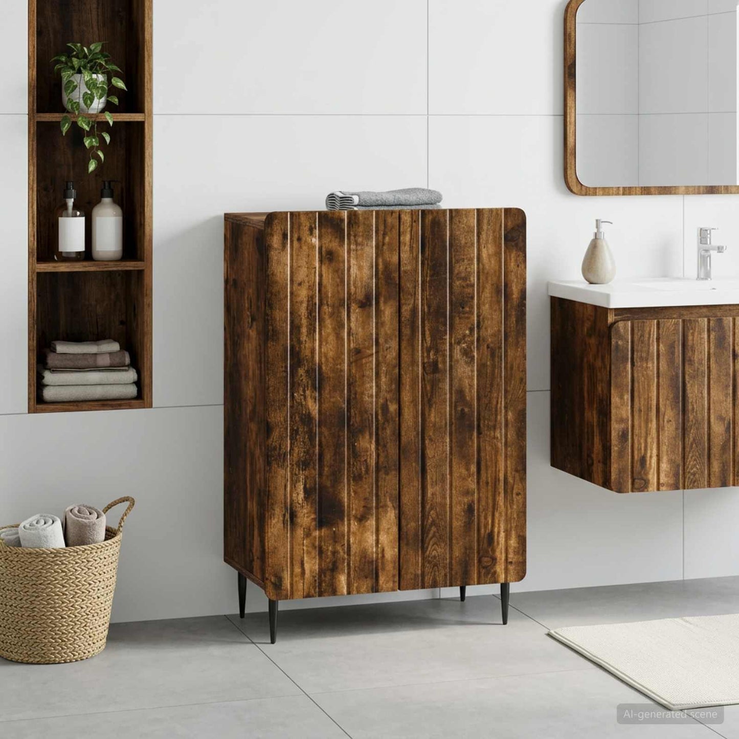 Bathroom Storage Cainet ZWOLLE Smoked Oak 59.5 x 31 x 79.5 cm