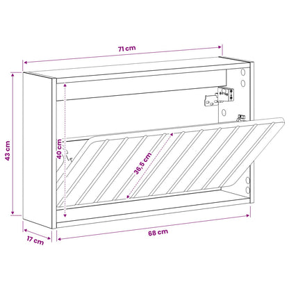 Wall-Mounted Shoe Cabinet ZWOLLE 71 x 17 x 43 cm Grey Sonoma