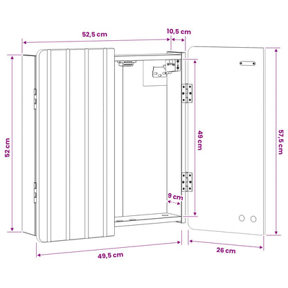 Dartboard Cabinet ZWOLLE Concrete Grey 52.5 x 10.5 x 57.5 cm