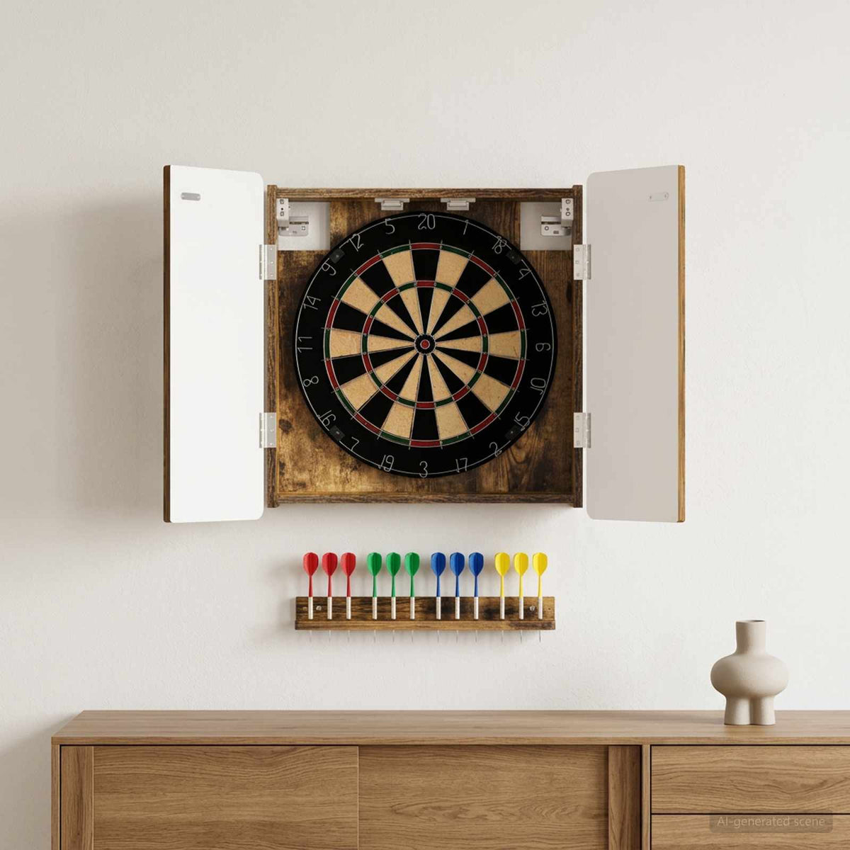 Dartboard Cabinet ZWOLLE Smoked Oak 52.5 x 10.5 x 57.5 cm