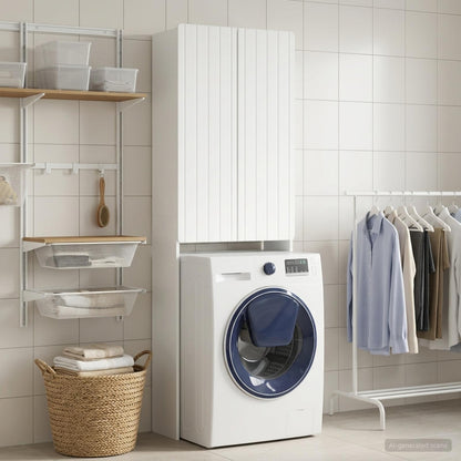 Toilet Cabinet ZWOLLE White 66 x 25.5 x 190 cm Engineered Wood