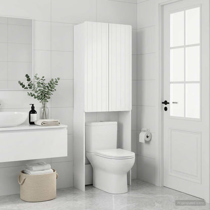 Toilet Cabinet ZWOLLE White 66 x 25.5 x 190 cm Engineered Wood
