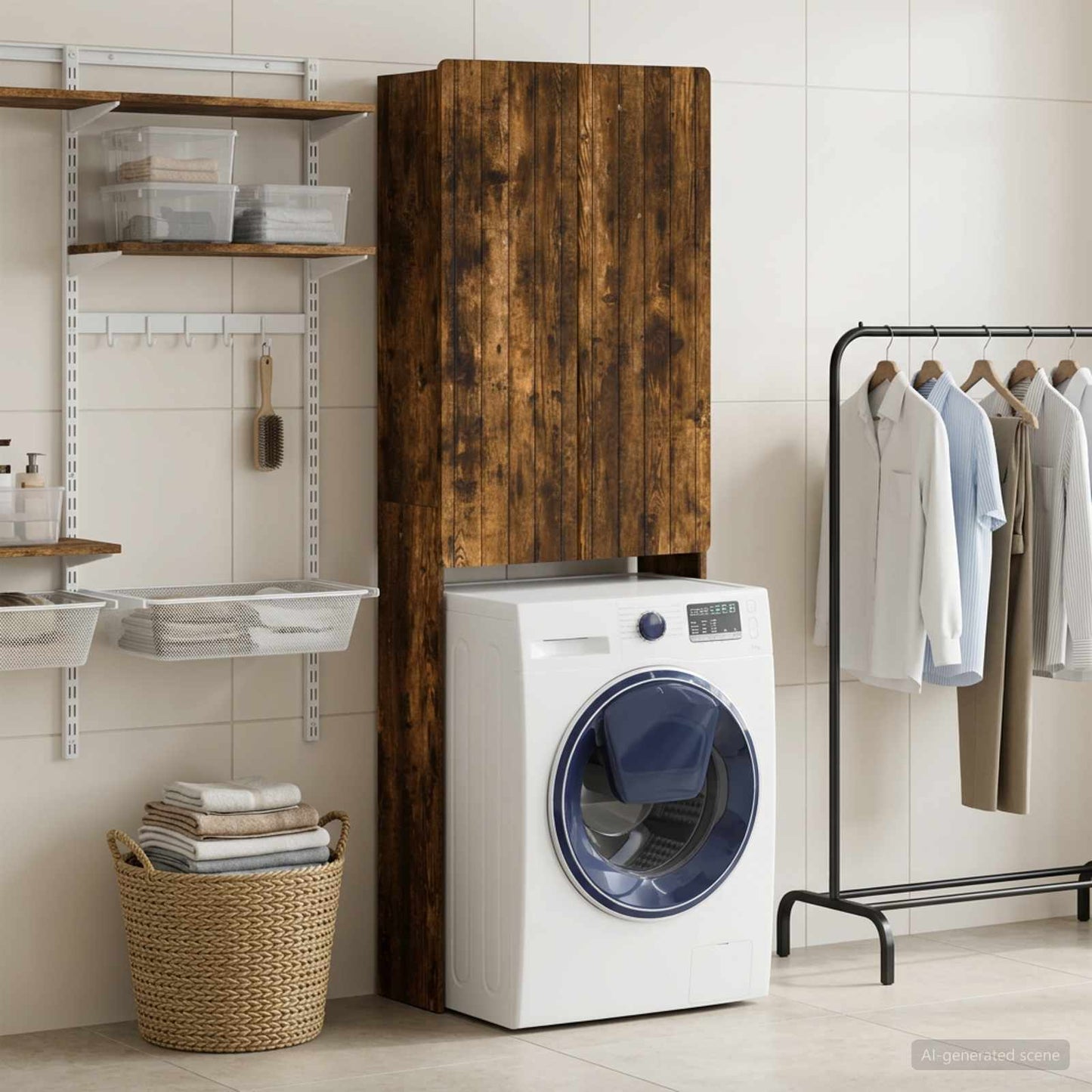 Toilet Cabinet ZWOLLE Smoked Oak 66 x 25.5 x 190 cm