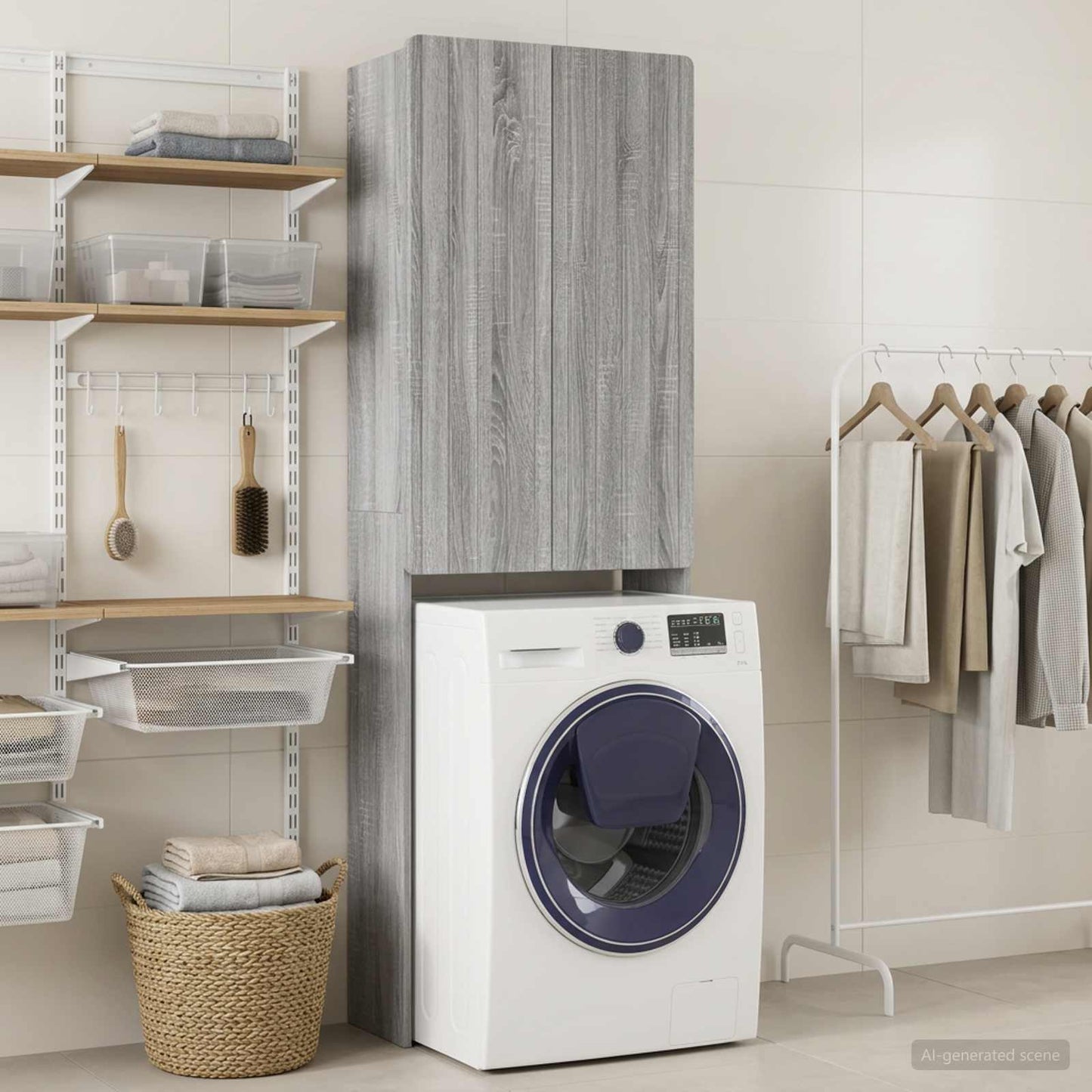 Toilet Cabinet ZWOLLE Grey Sonoma 66 x 25.5 x 190 cm