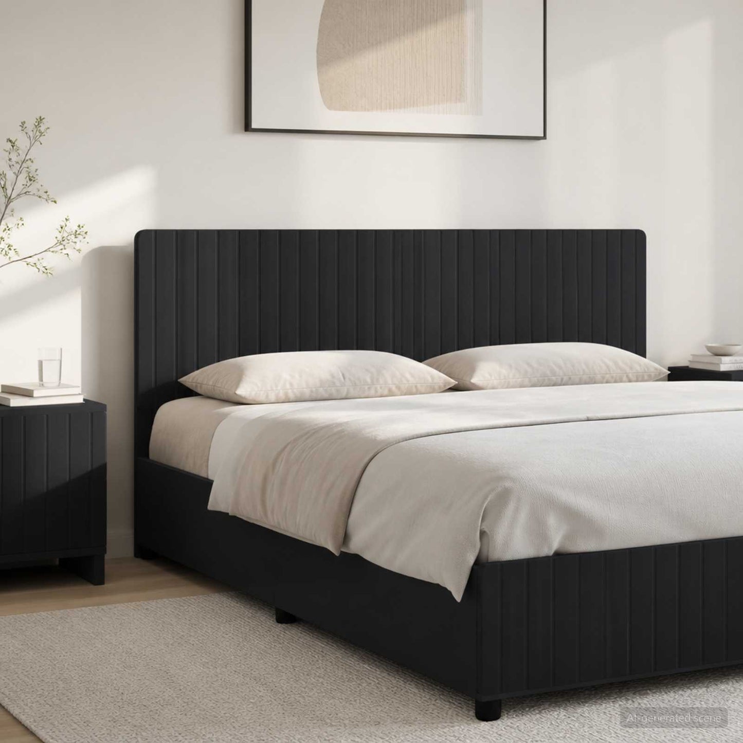 Wall-Mounted Headboard ZWOLLE Black Engineered Wood