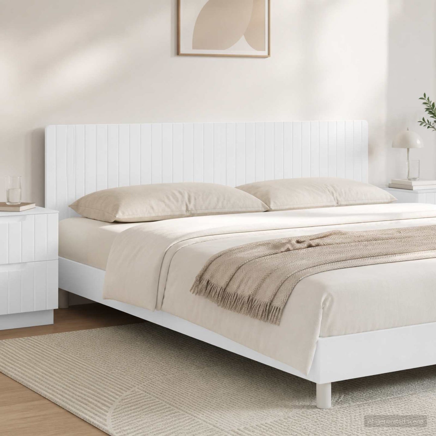Wall-Mounted Headboard ZWOLLE High Gloss White Engineered Wood