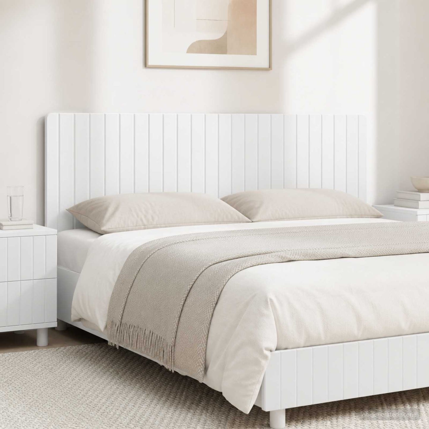 Wall-Mounted Headboard ZWOLLE High Gloss White Engineered Wood
