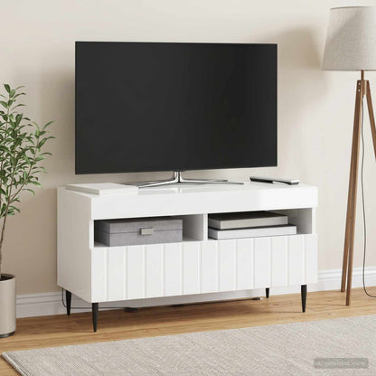 LED TV Cabinet High Gloss White Engineered Wood