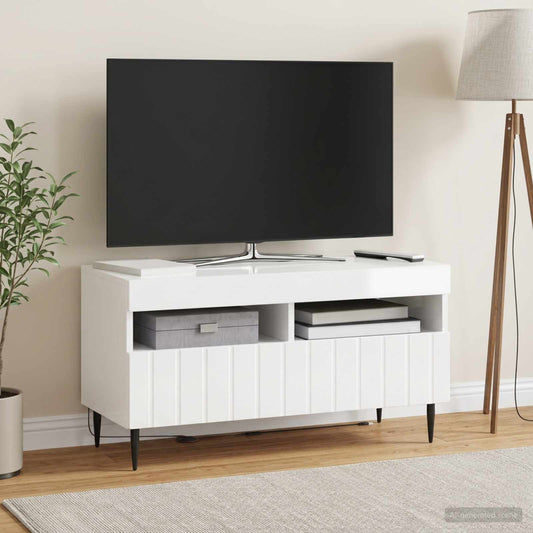 LED TV Cabinet High Gloss White Engineered Wood