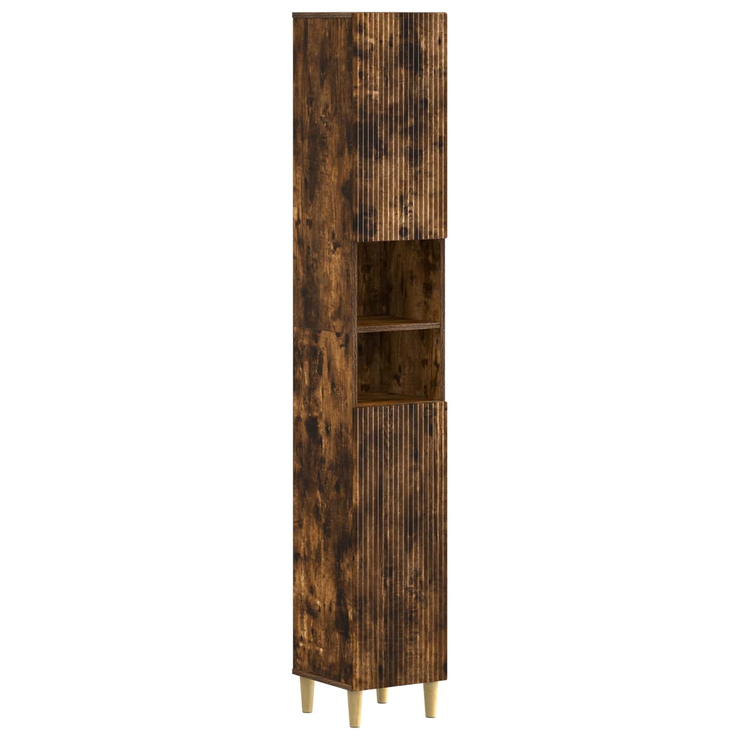 Bathroom Cabinet with Open Shelf ARNHEM Smoked Oak